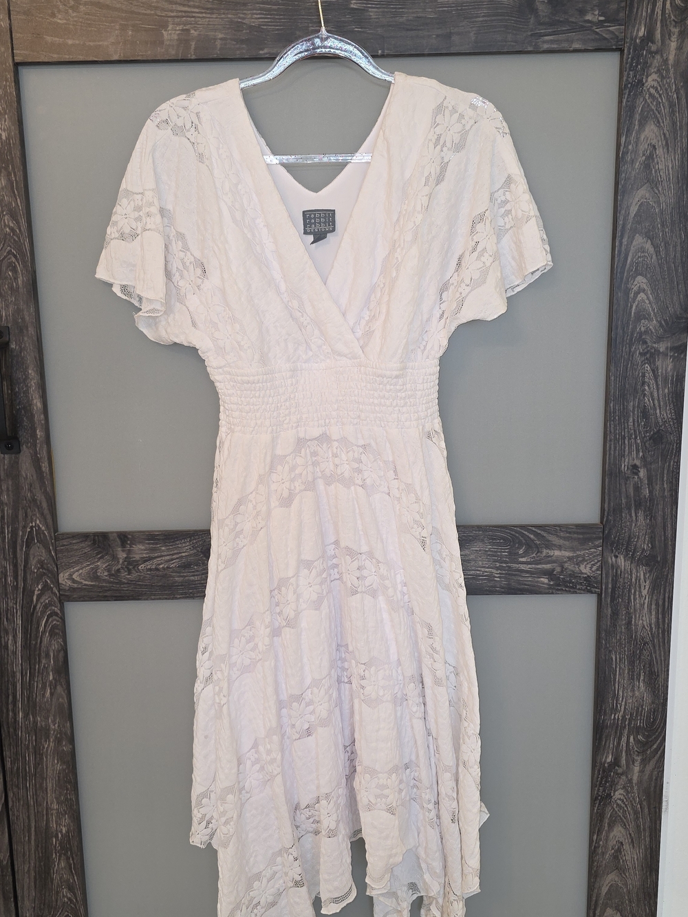 Rabbit Rabbit Rabbit Design White Lace Dress, Size 8 - Picture 3 of 12